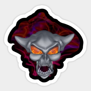 Flaming Demon Skull Sticker